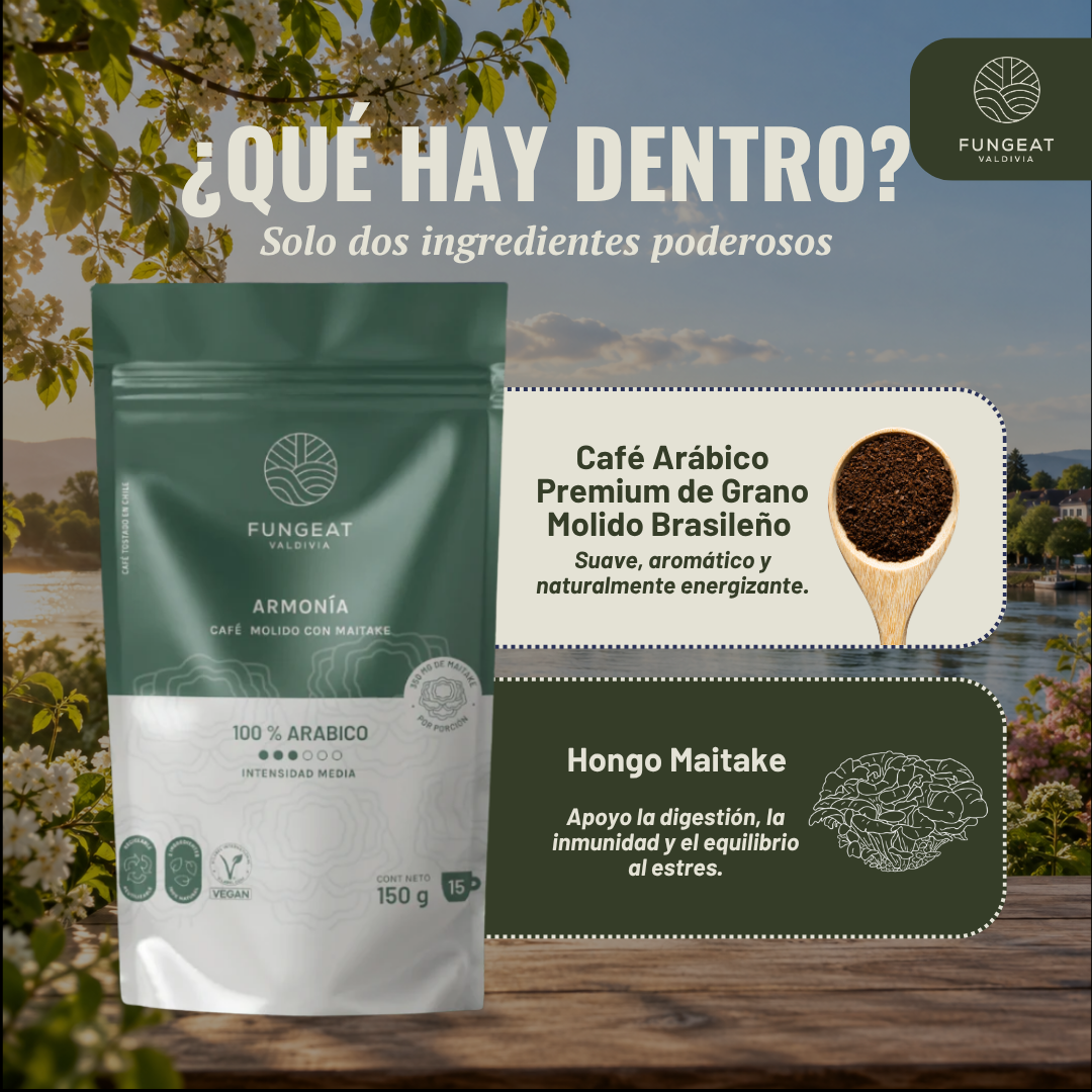 Pack Trío Adaptogénico · Cafés 150 g (Shiitake, Melena de León y Maitake)