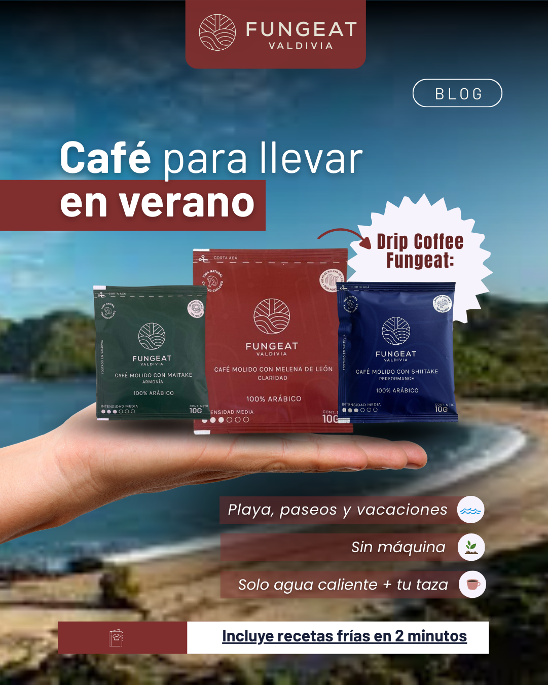 Café para llevar en verano: Drip Coffee Fungeat para playa, paseos y vacaciones